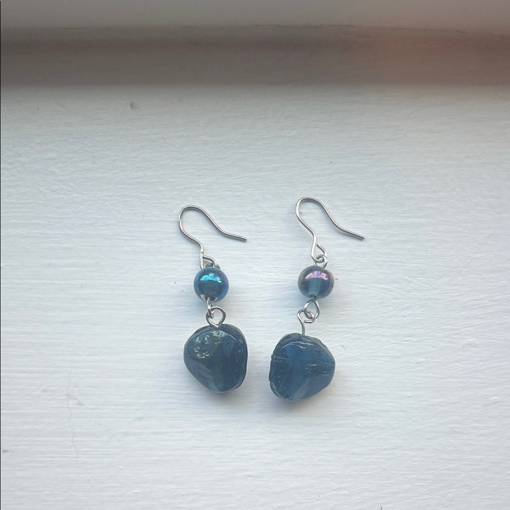 Elegant Blue Stone Drop Earrings